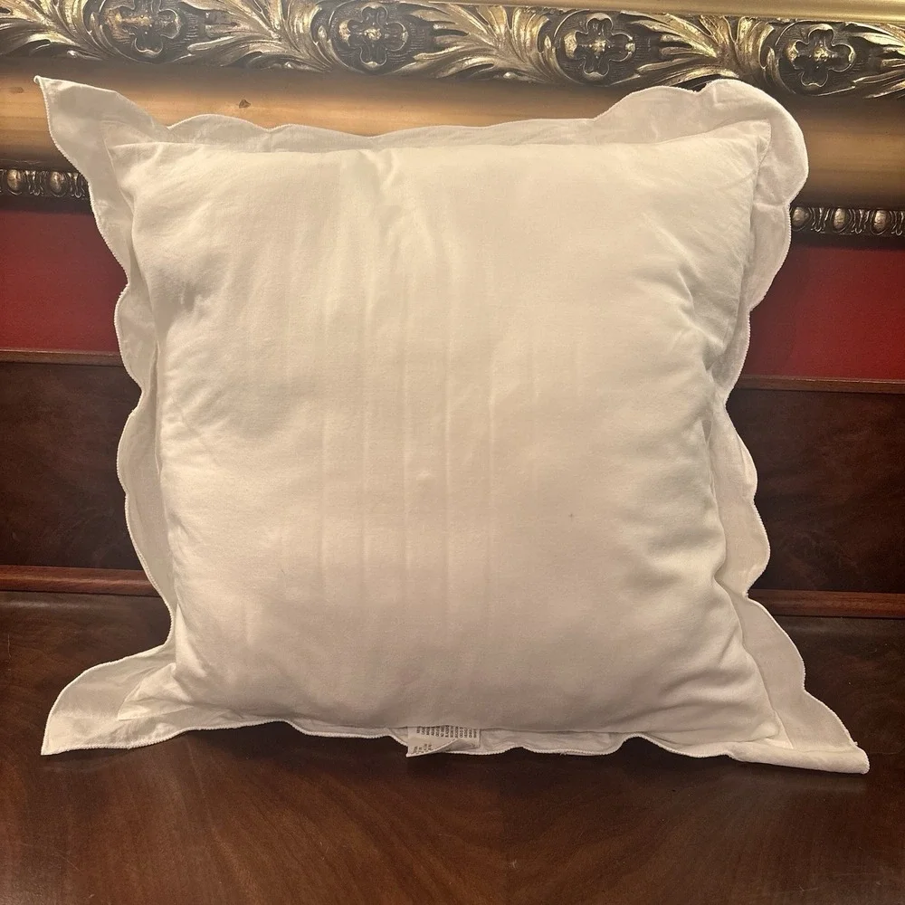 Vintage Christmas Pillow White Lace Doily Bells Embroidered Holiday‎